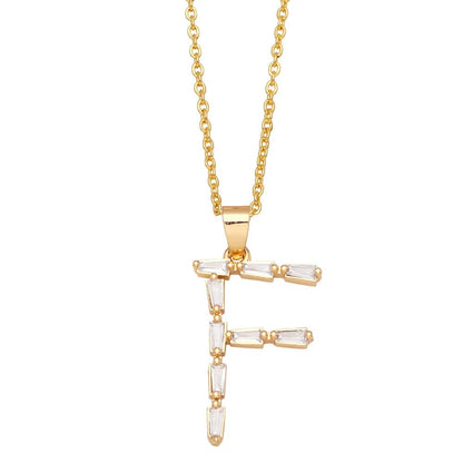 Baguette Crystal Letter A Necklace