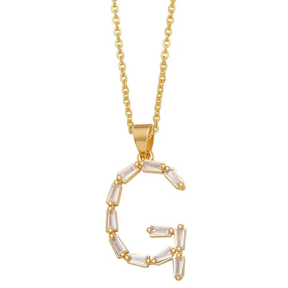 Baguette Crystal Letter A Necklace