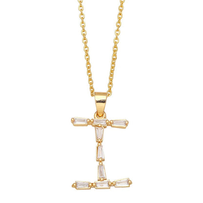 Baguette Crystal Letter A Necklace