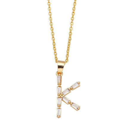 Baguette Crystal Letter A Necklace