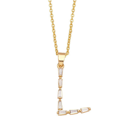 Baguette Crystal Letter A Necklace