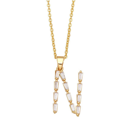 Baguette Crystal Letter A Necklace