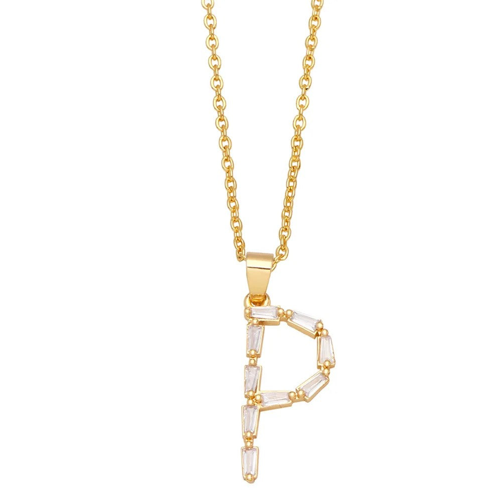 Baguette Crystal Letter A Necklace