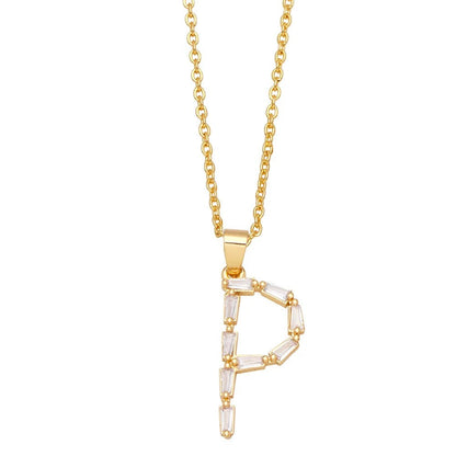 Baguette Crystal Letter A Necklace