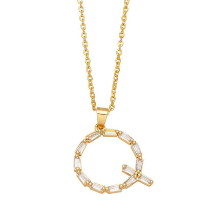 Baguette Crystal Letter A Necklace