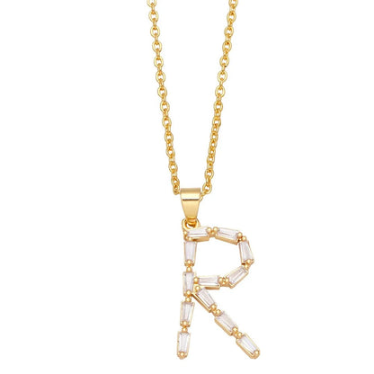 Baguette Crystal Letter A Necklace