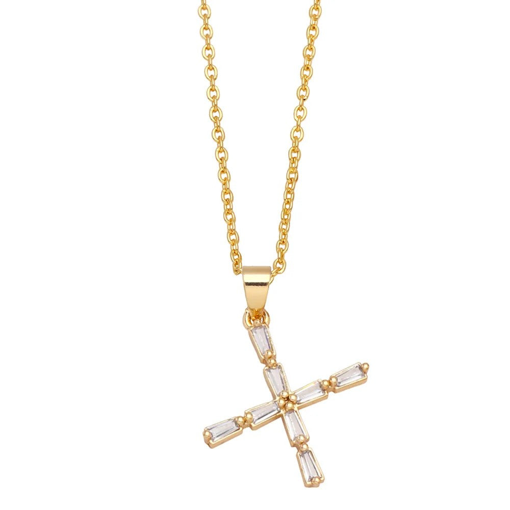 Baguette Crystal Letter A Necklace