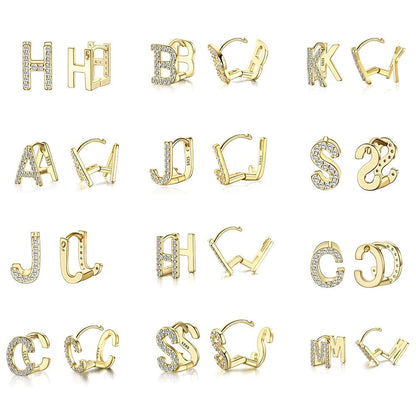Crystal Initial S Huggie Earrings