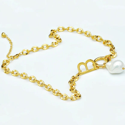 Letter B Pearl Link Necklace