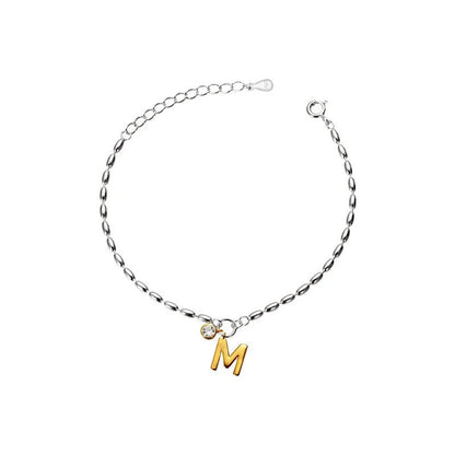 Crystal Initial Rice Bead Bracelet