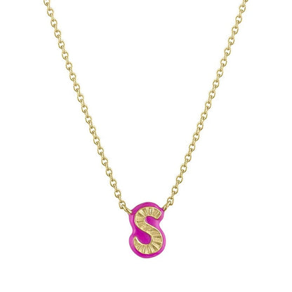 Rainbow Enamel Initial Pendant Necklace