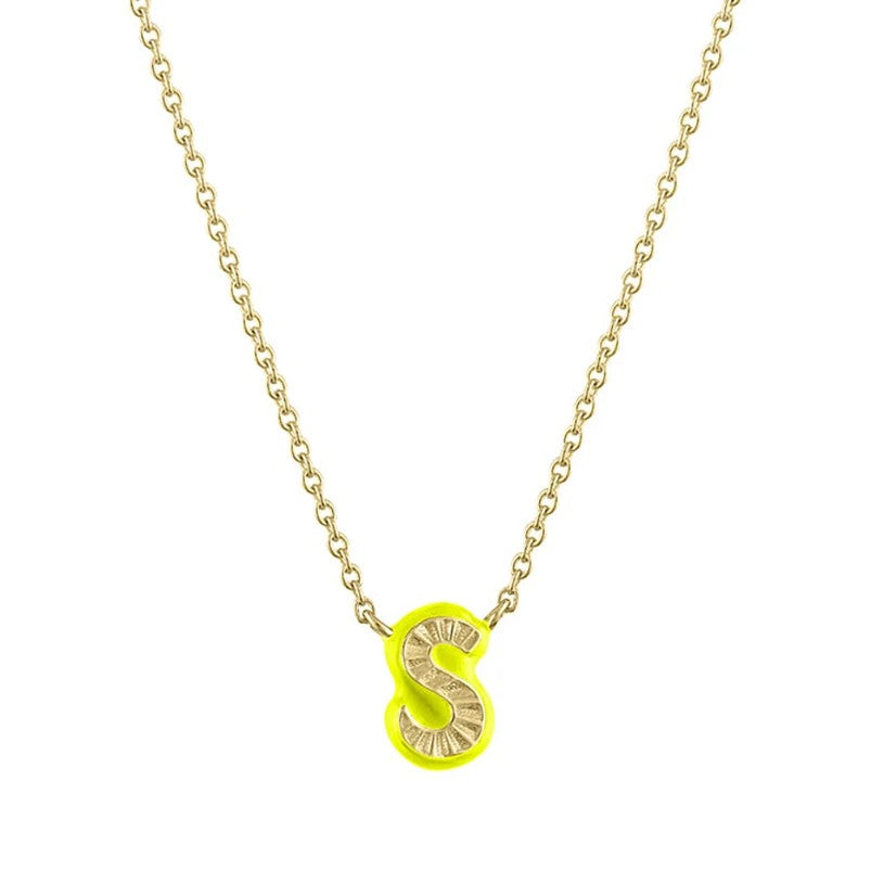 Rainbow Enamel Initial Pendant Necklace