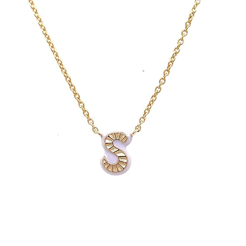 Rainbow Enamel Initial Pendant Necklace