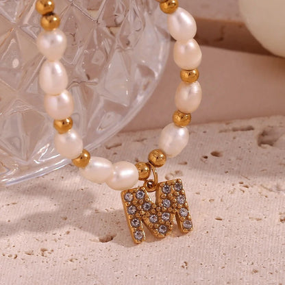 Pearl Initial Letter Necklace