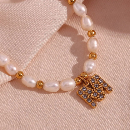 Pearl Initial Letter Necklace