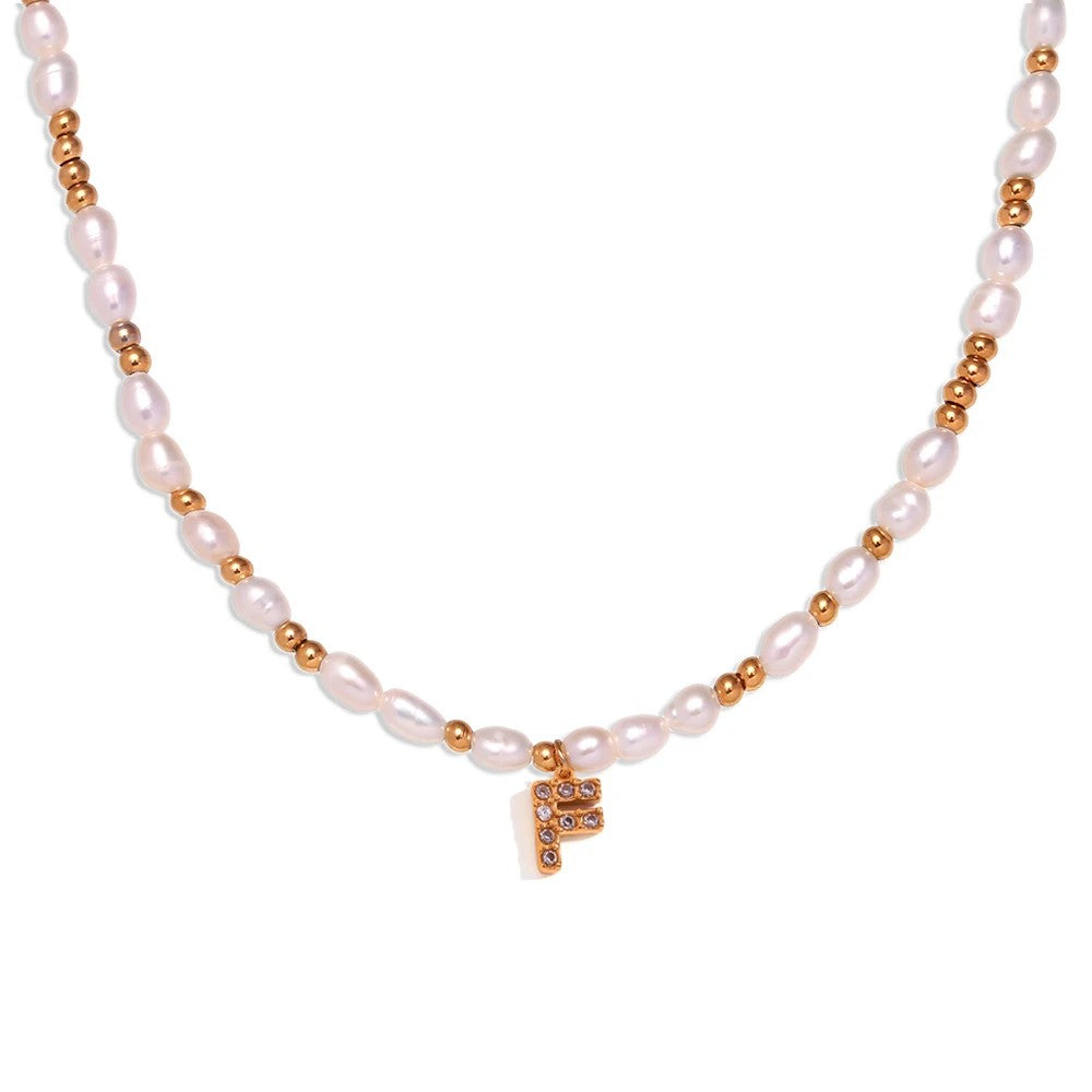 Pearl Initial Letter Necklace