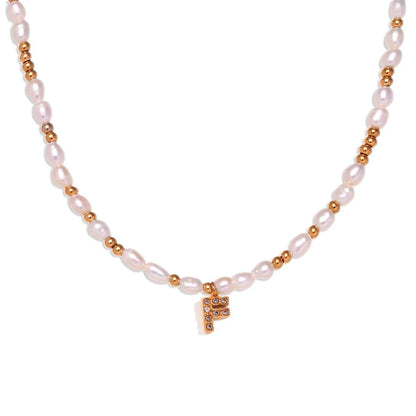 Pearl Initial Letter Necklace