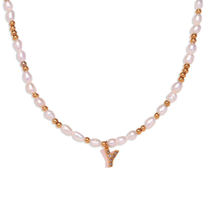 Pearl Initial Letter Necklace