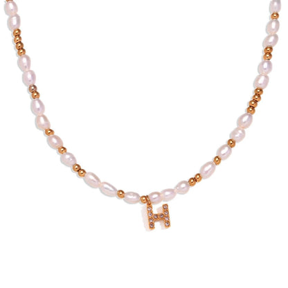 Pearl Initial Letter Necklace