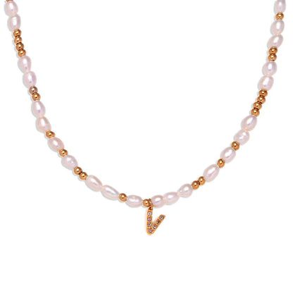 Pearl Initial Letter Necklace