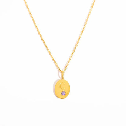 Zircon Initial Oval Necklace