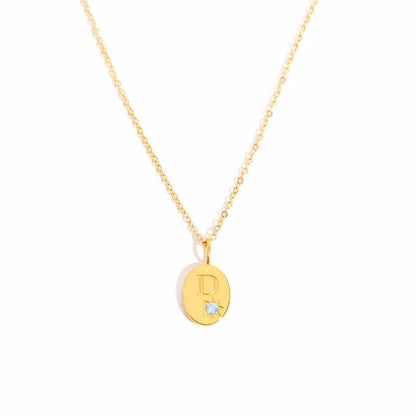 Zircon Initial Oval Necklace