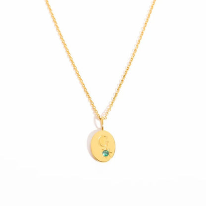 Zircon Initial Oval Necklace