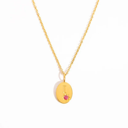 Zircon Initial Oval Necklace
