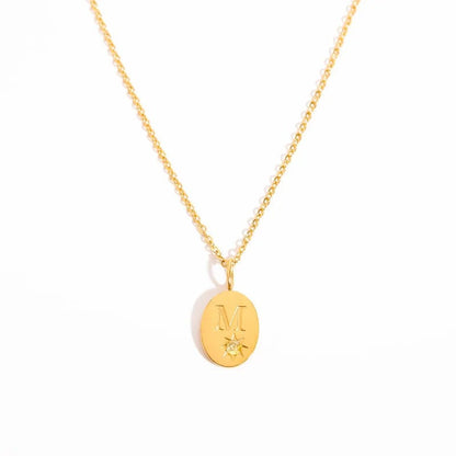 Zircon Initial Oval Necklace