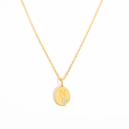 Zircon Initial Oval Necklace