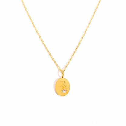 Zircon Initial Oval Necklace