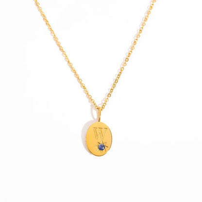 Zircon Initial Oval Necklace