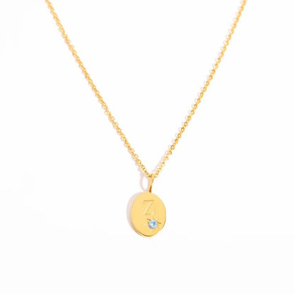 Zircon Initial Oval Necklace