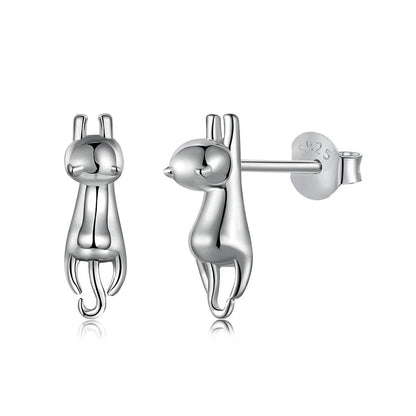 Tiny Stretching Kitty Stud Earrings