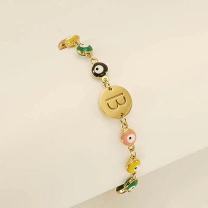 Colorful Evil Eye Initial Bracelet