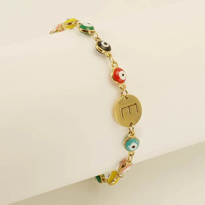 Colorful Evil Eye Initial Bracelet