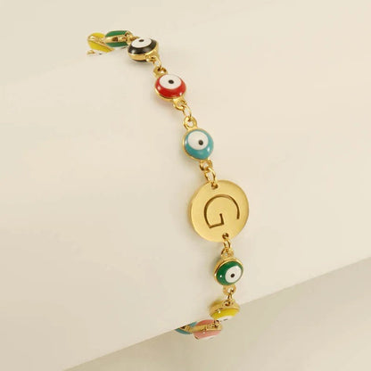Colorful Evil Eye Initial Bracelet