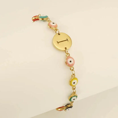 Colorful Evil Eye Initial Bracelet