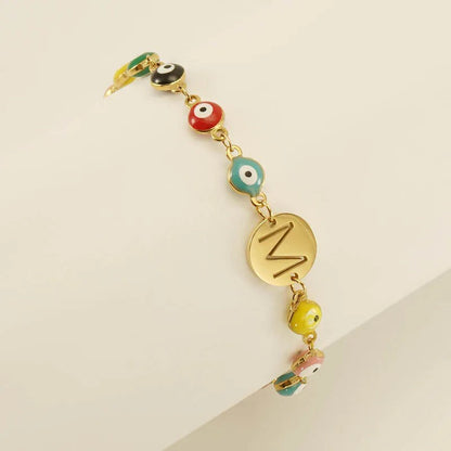 Colorful Evil Eye Initial Bracelet