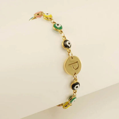 Colorful Evil Eye Initial Bracelet