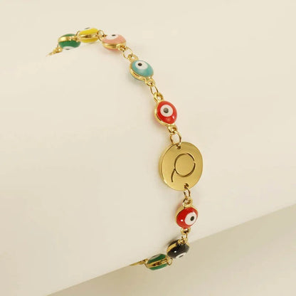 Colorful Evil Eye Initial Bracelet