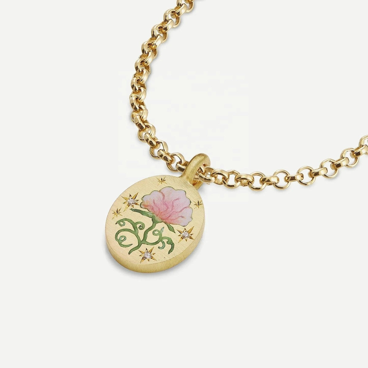Painted Floral Round Necklace