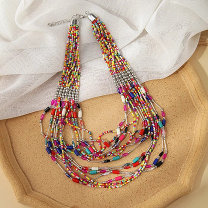 Layered Beaded Statement Necklace