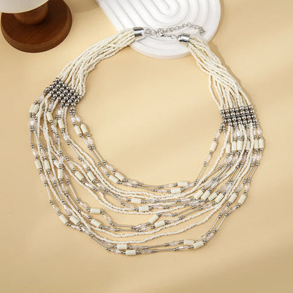 Layered Beaded Statement Necklace