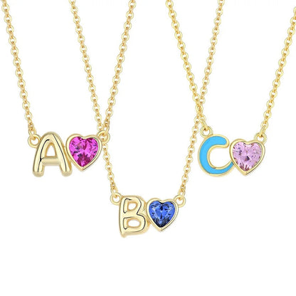 Enamel Initial Heart Necklace