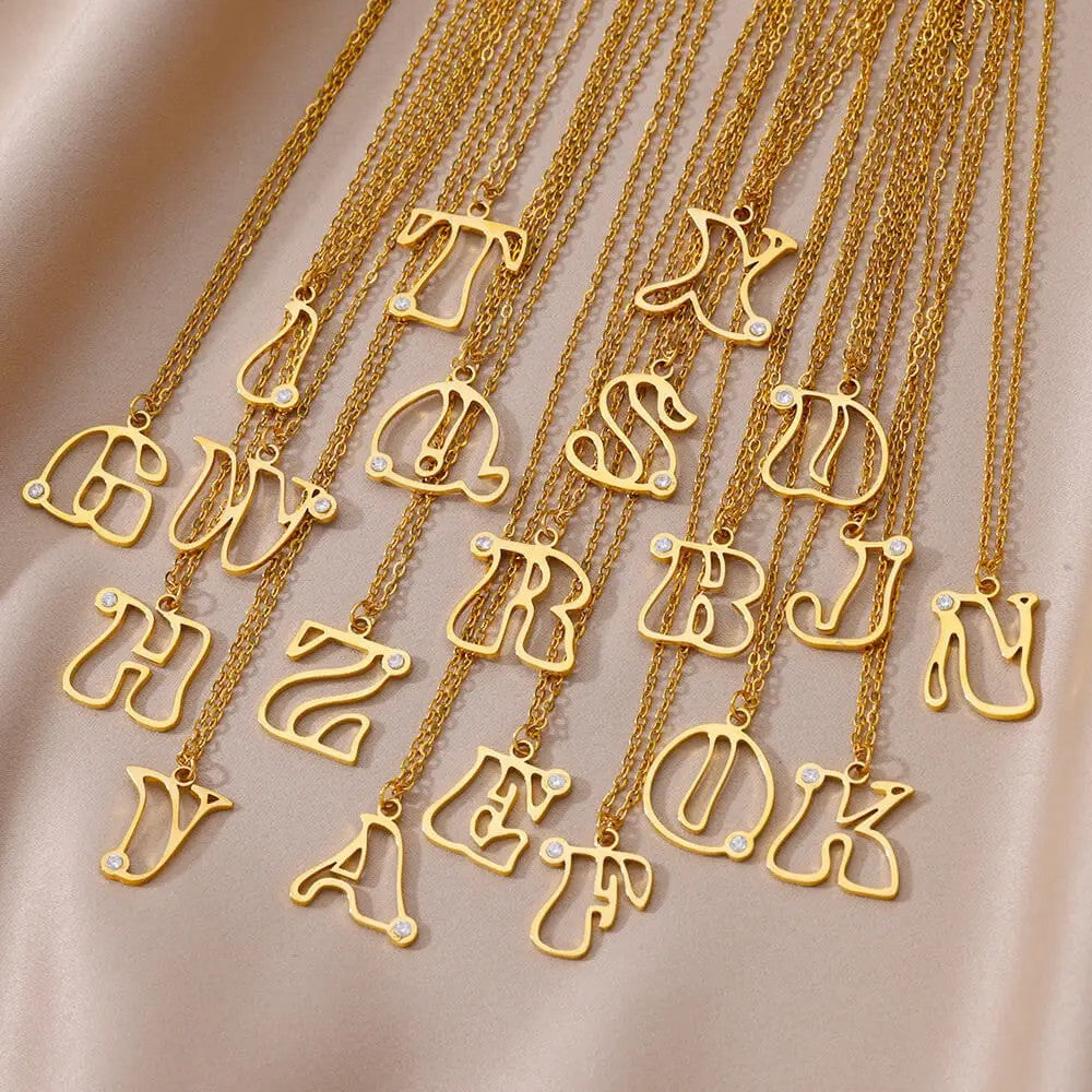 Crystal Initial Outline Necklace