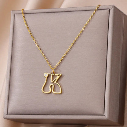 Crystal Initial Outline Necklace
