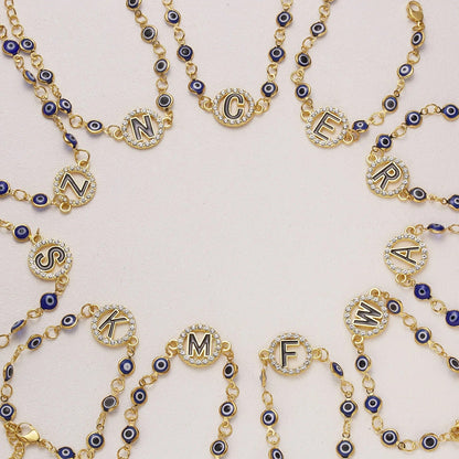 Evil Eye Initial Charm Bracelet