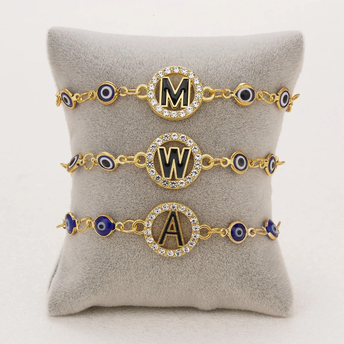 Evil Eye Initial Charm Bracelet