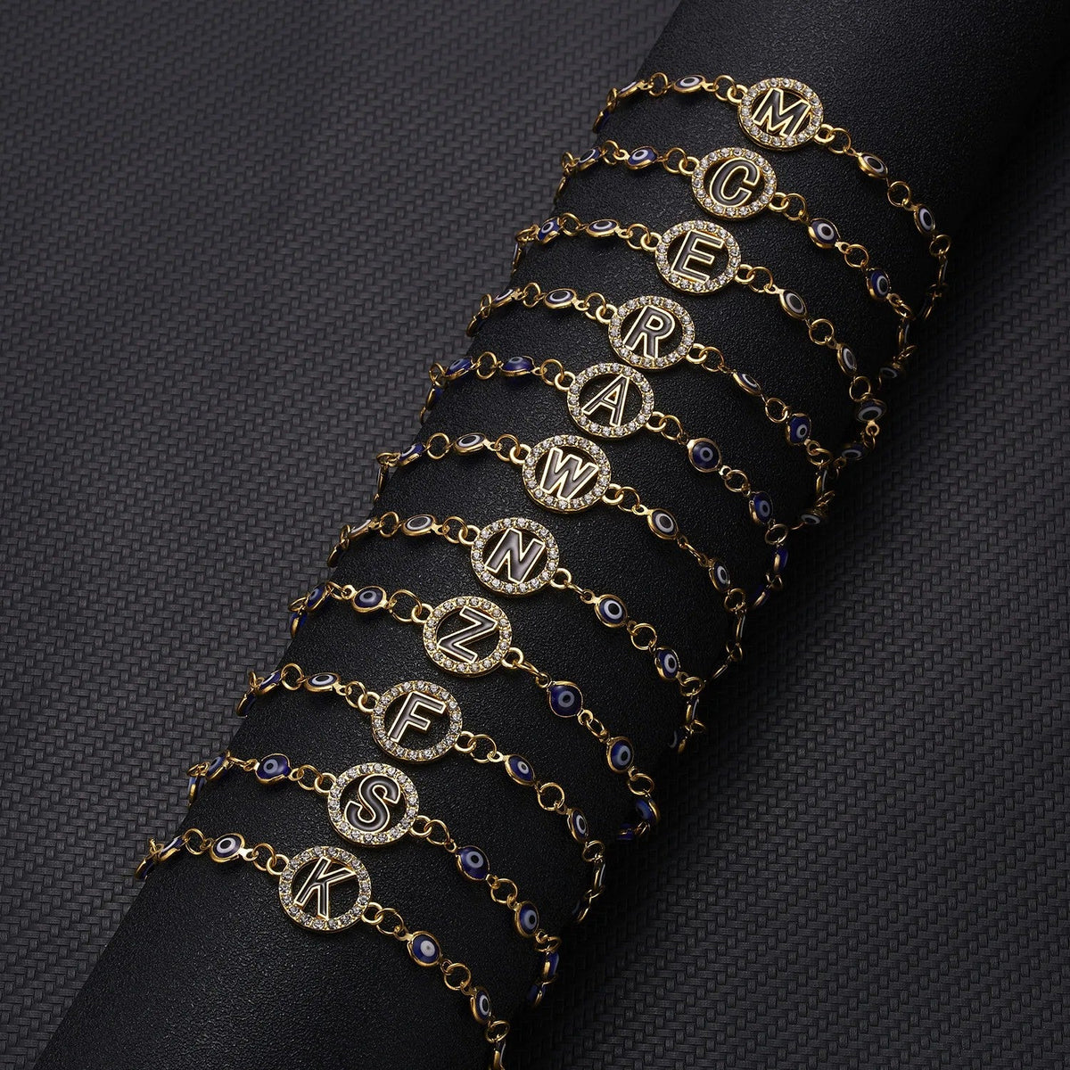 Evil Eye Initial Charm Bracelet